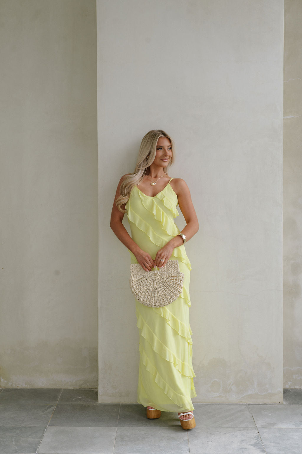 Cascading Whispers - Jade Ruffled Tiered Maxi Dress