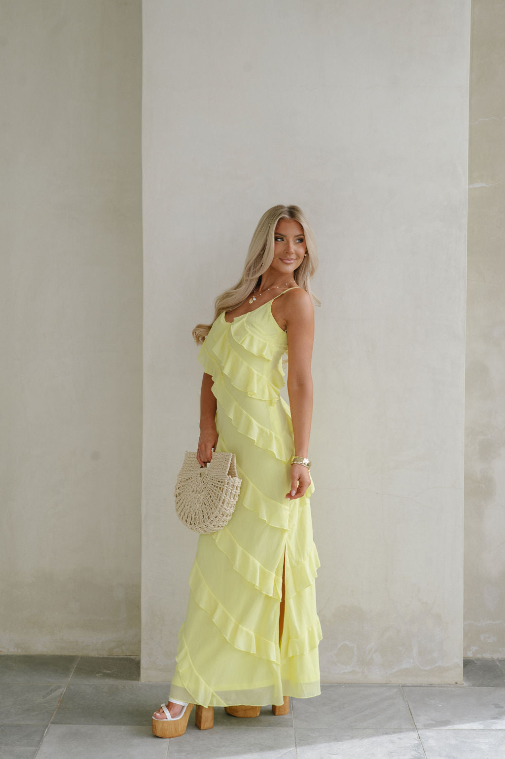 Cascading Whispers - Jade Ruffled Tiered Maxi Dress